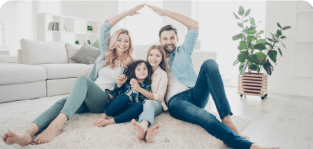 Photo of family sitting on floor